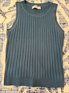 Double Zero Teal Ribbed Knit Crewneck Sweater